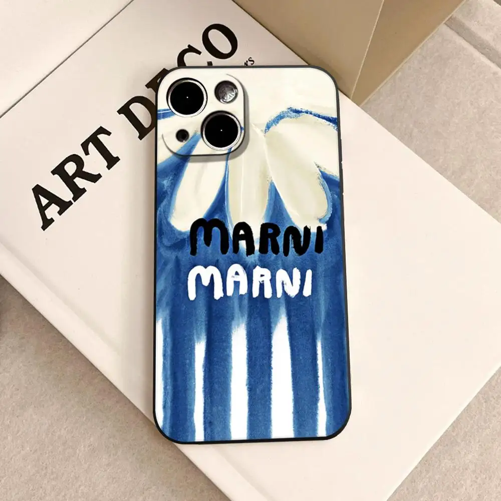 Фото Модный чехол M-Marni для iPhone 17 Air 16 15 14 Plus 13 12 11 Pro Max 16e, противоударный, прозрачный, с HD-защитой задней панели №1