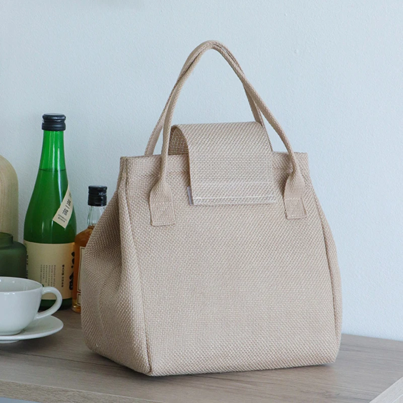 

Джутовые Изолированные сумки для ланча для женщин и детей, Термальный контейнер для бенто, Портативная сумка для еды, контейнер для ужина для школы и пикника