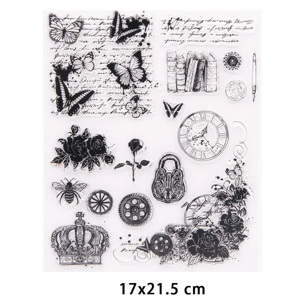 

Retro butterfly Clear Stamps for DIY Scrapbooking Crafts Stencil Fairy Plants Rubber Stamps Card Make Photo Album Decor