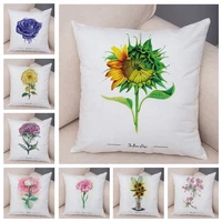 nordic style watercolor flower cushion cover for sofa home car soft plush decor plant floral print pillowcase 45x45 pillow case