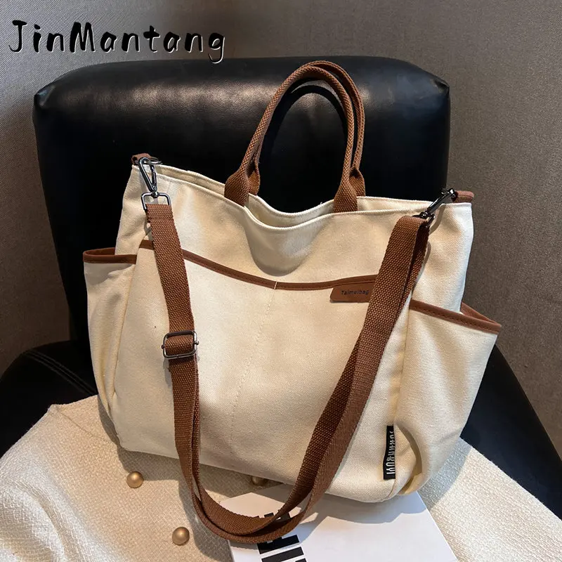 

Jin Mantang Soft Cloth Handbags for Women 2023 New Casual Shoulder Side Bag Large Shopper Shopping Crossbody Zipper Bags