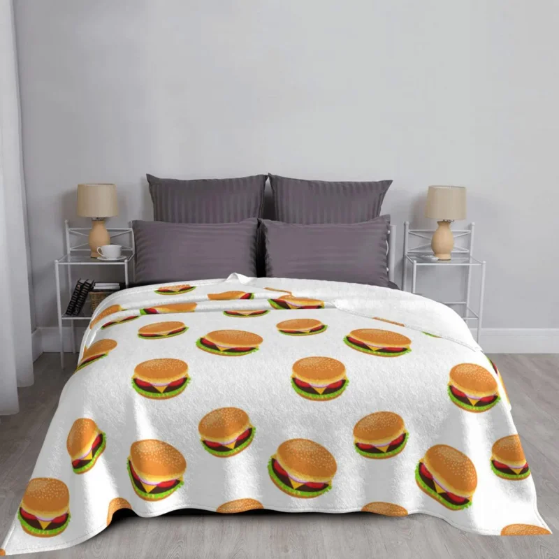 

Hamburger Fast Food Blankets Fleece Spring Autumn Burger Multi-function Soft Throw Blanket for Home Office Bedding Throws