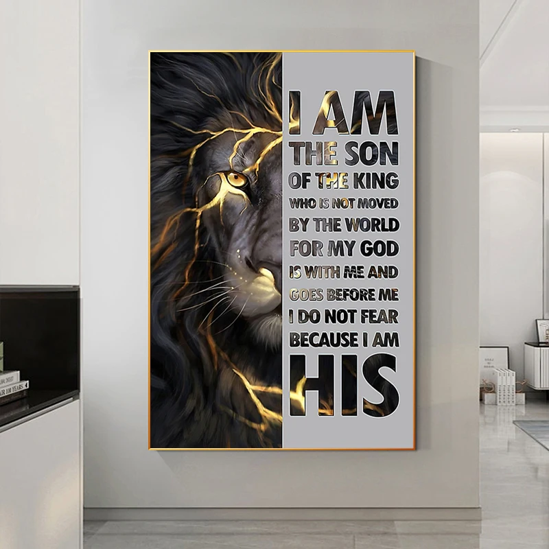 

letter and lion posters abstract art luxury Animal Canvas Painting Wall art living room bedroom Hoom Decor hanging picture
