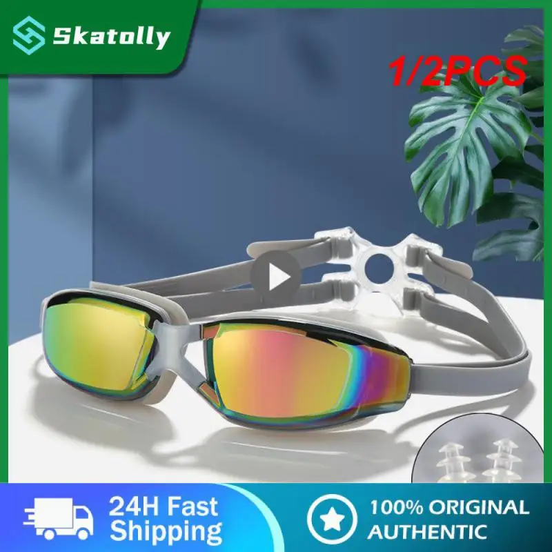 

1/2PCS Waterproof UV Anti Fog Swimming Goggles Swim Glasses Professional Swiming Pool Diving Water Eyewear Adult Electroplating