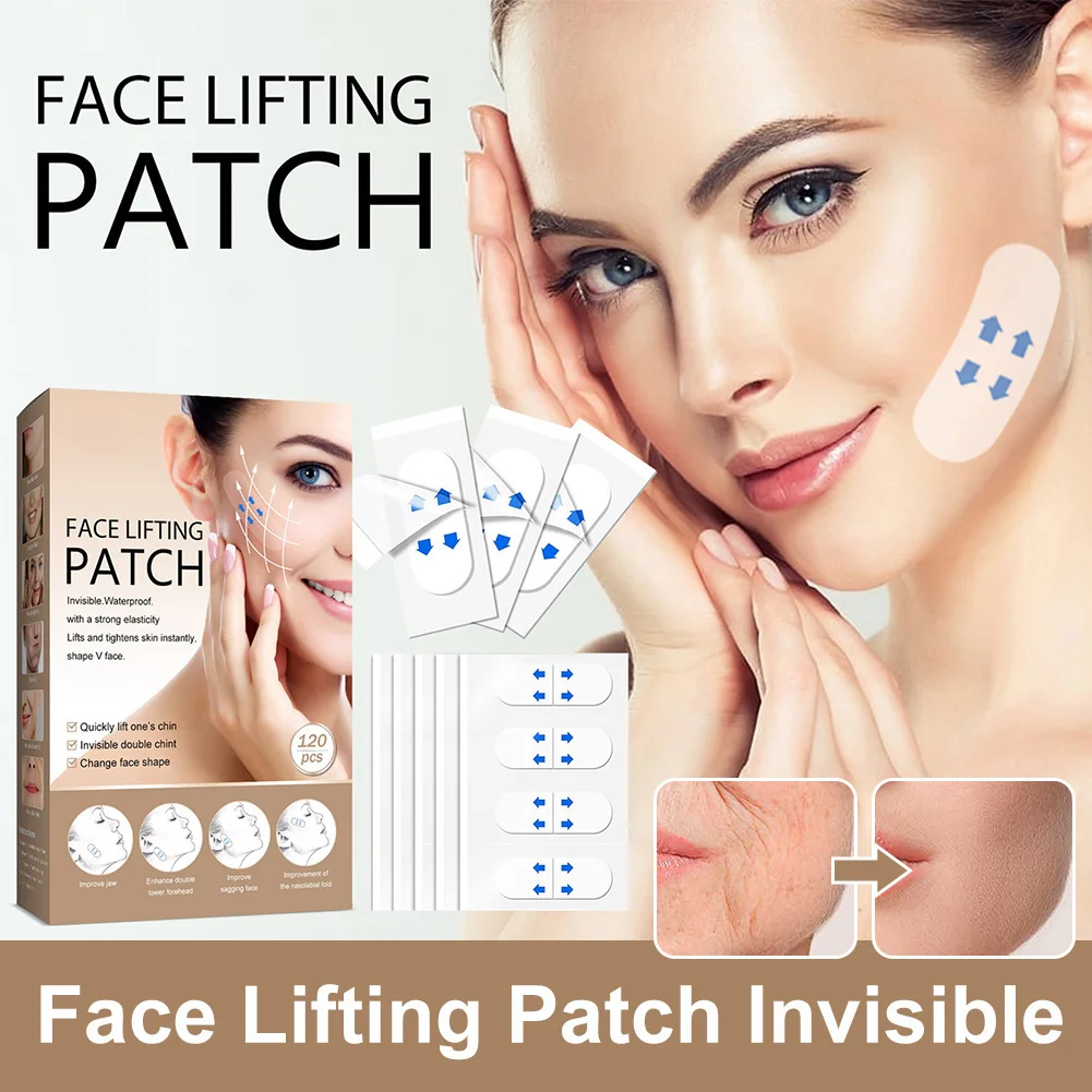 

120pcs Waterproof V Face Makeup Adhesive Tape Invisible Breathable Lift Face Sticker Lifting Tighten Chin Reducer Face Sticker