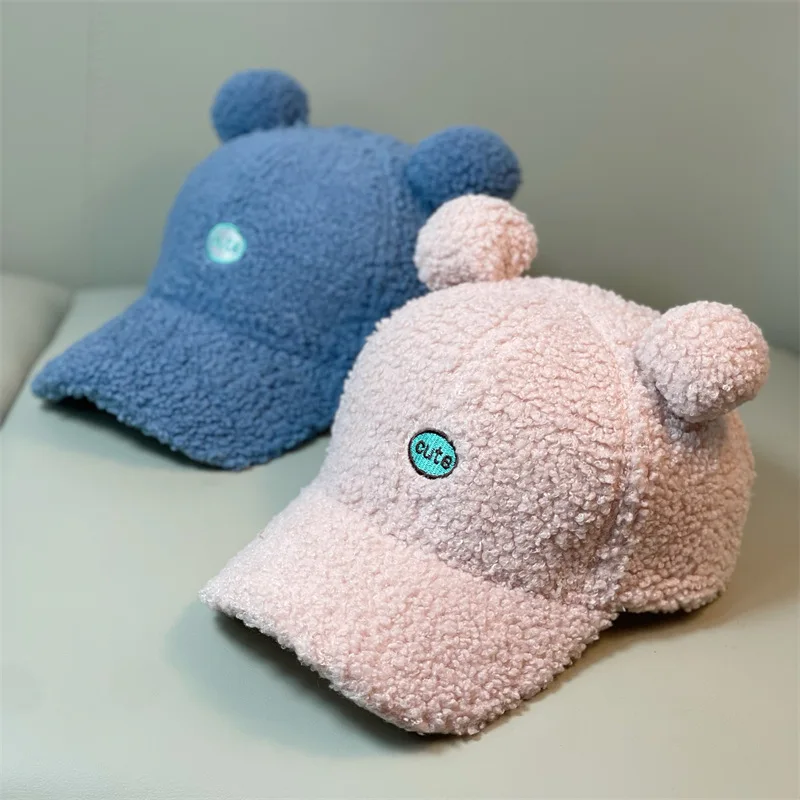

Cute ears winter plush baseball cap children's lamb fleece cap autumn and winter warm ins sweet and cute