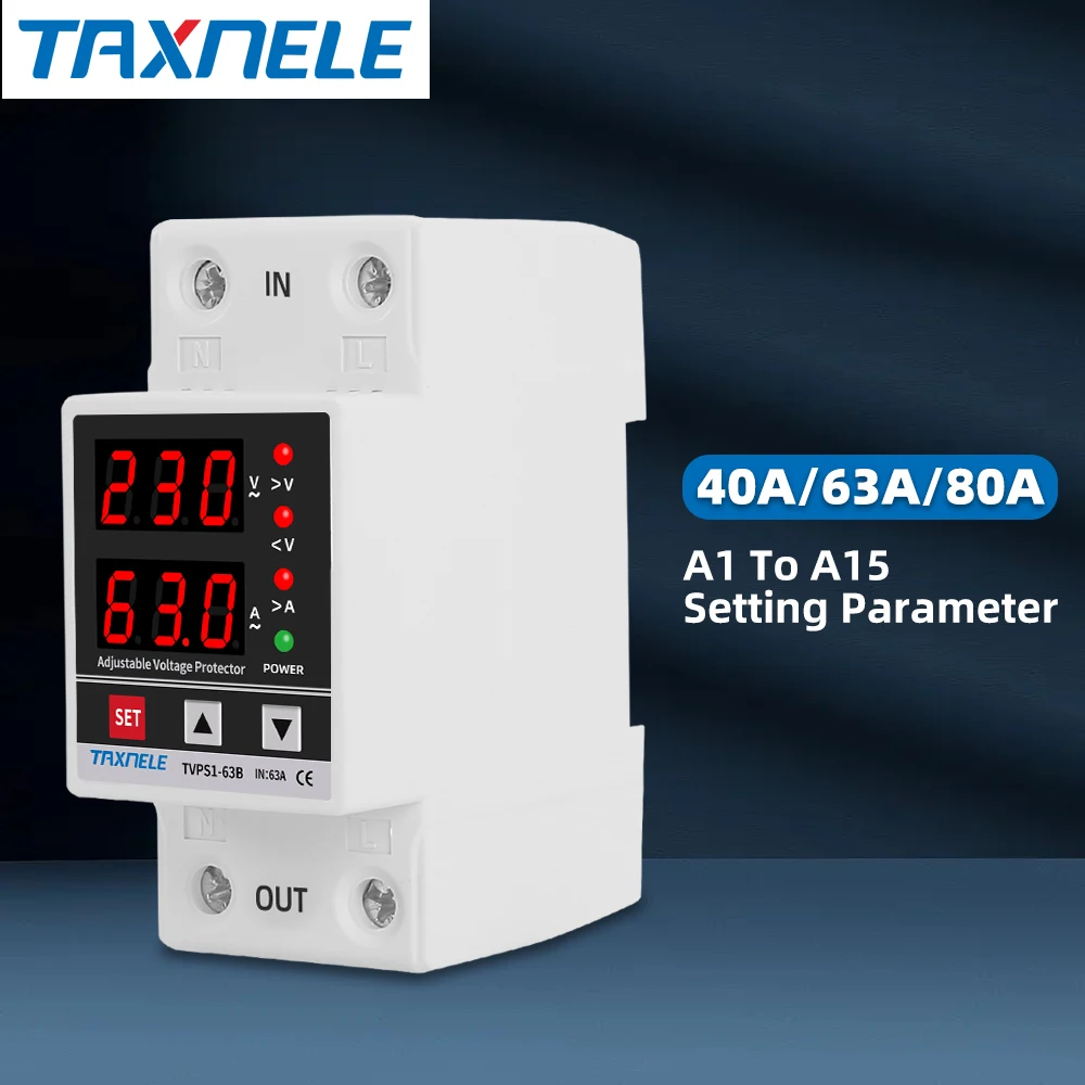 Din-рейка Регулируемая Защита от перенапряжения предохранение от тока Вольтметр 