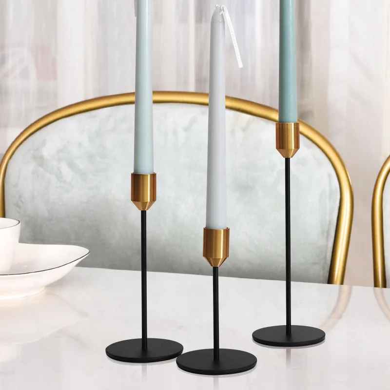 

Nordic Amazon Cross-Border Mail Order Set Electroplating Iron Set Three Desktop Candlestick Living Room Dining Room Wedding Atmo