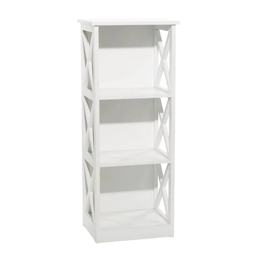 

DecMode 16" x 40" White Wood 3-Tier Shelving Unit, 1-Piece