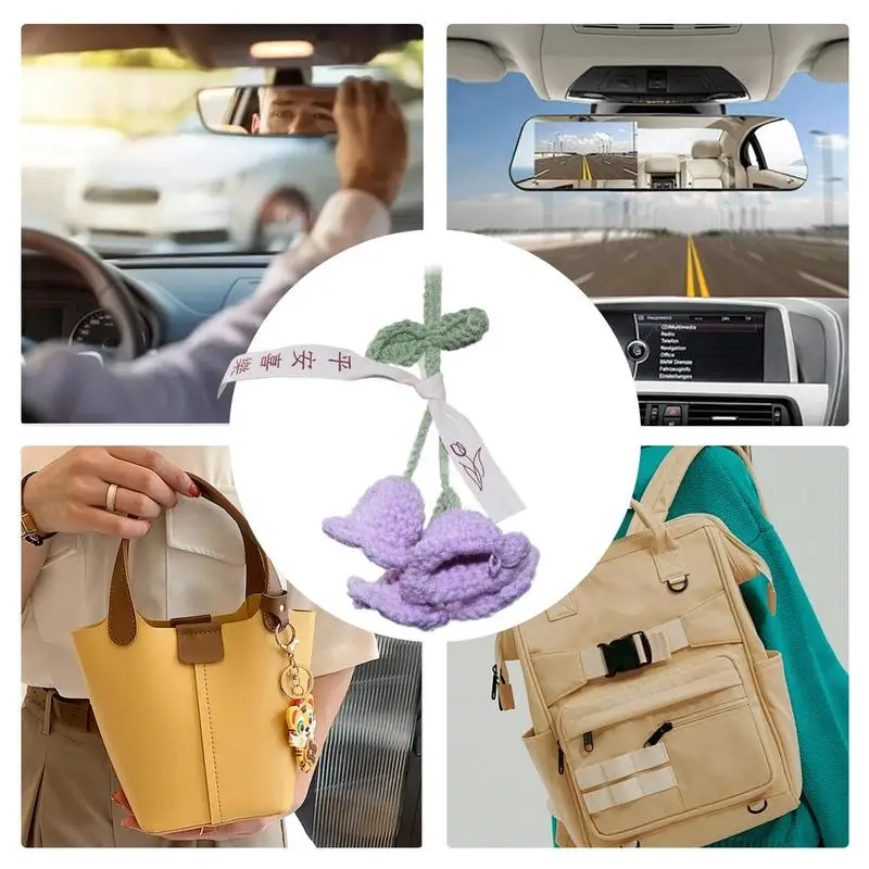 Цветочный автомобильный орнамент вязаный кулон в виде лилии стекло заднего вида