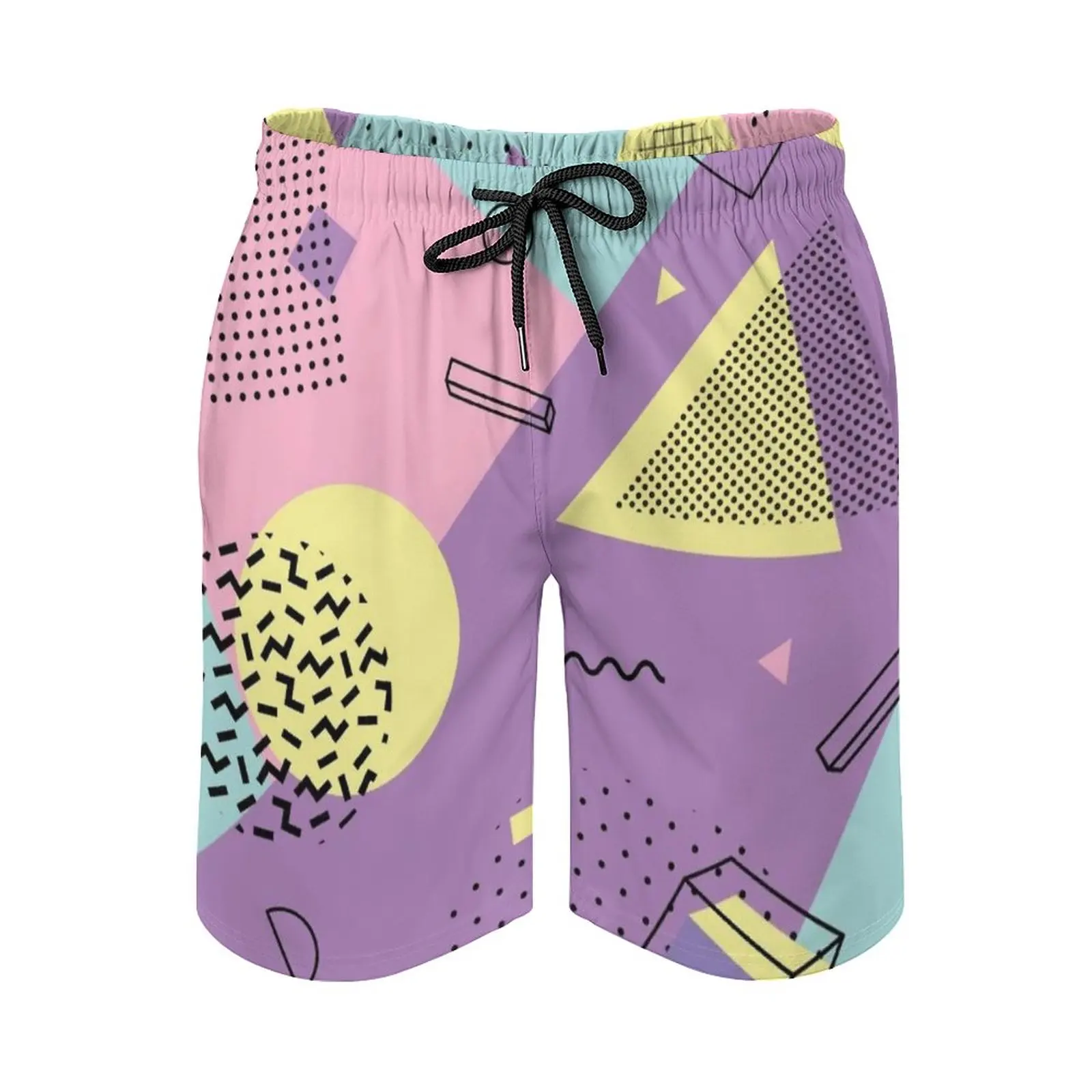 

Funky 80S 90S Eighties Memphis Pattern Design Men'S Beach Shorts Swim Trunks With Pockets Mesh Lining Surfing Memphis 8S Retro
