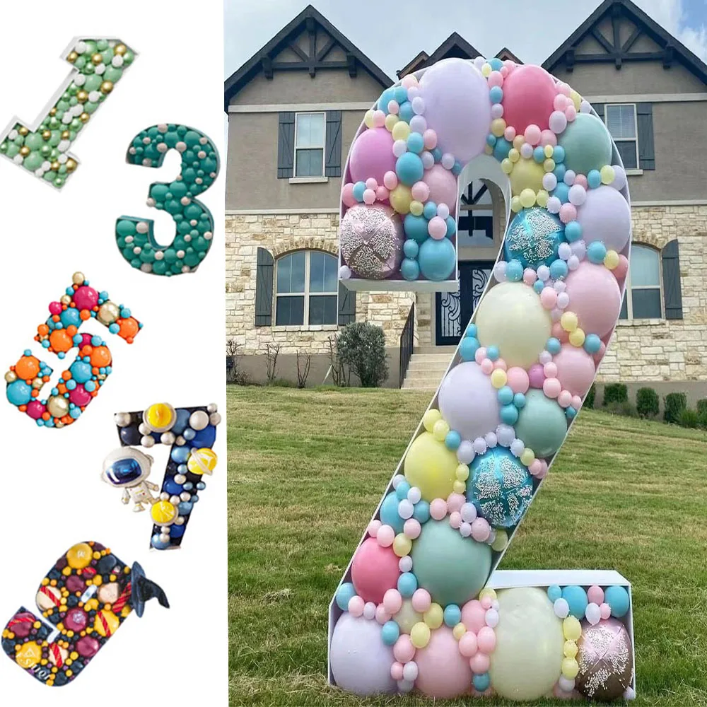 73cm Giant Mosaic Number 0-9 Balloon Frame DIY Birthday Balloon Filling Box Baby Shower Birthday Anniversary Wedding Party Decor