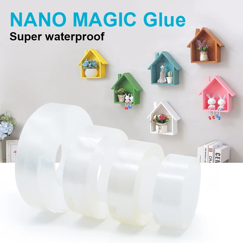 

1/2/3/5M Nano Tape Non-marking Transparent Reusable tape Kitchen Bathroom Waterproof Adhesive Tapes Cleanable Double Sided Tape