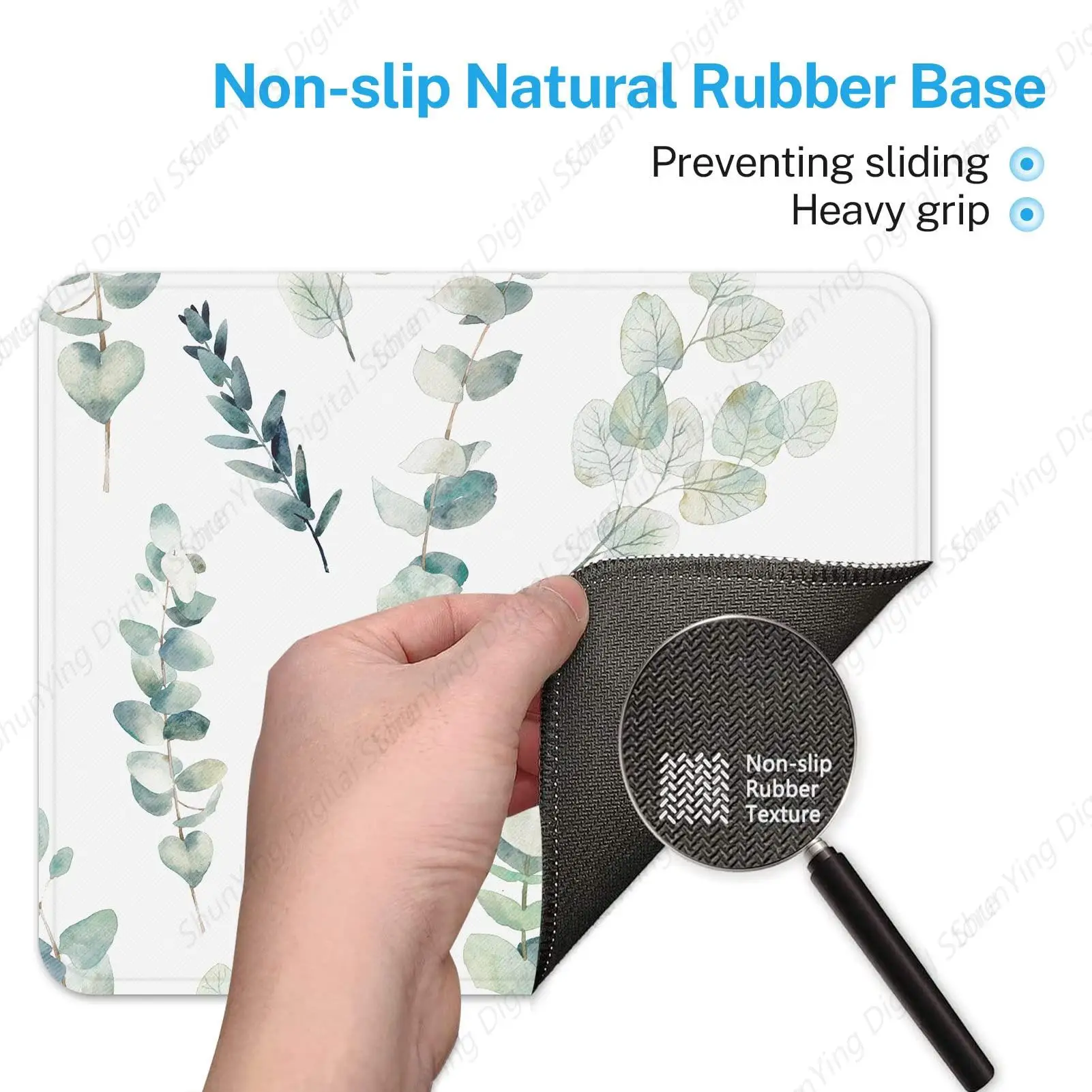 Квадратный коврик для мыши с акварельным эвкалиптовым узором ноутбуков