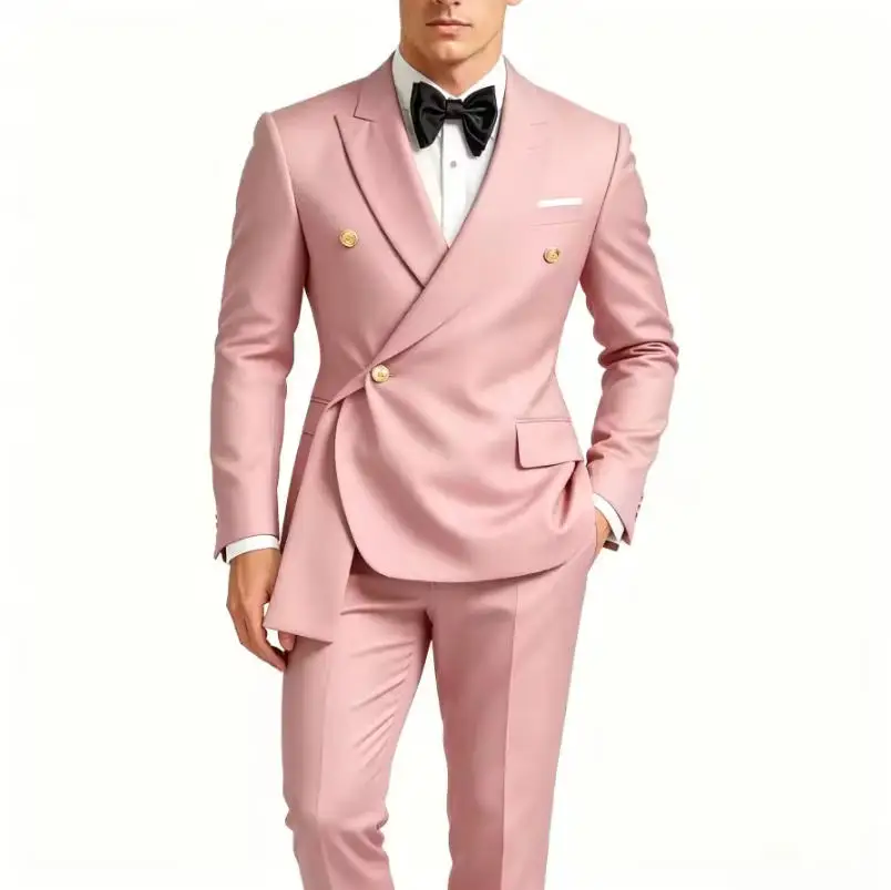 Фото Мужской костюм-двойка Slim Fit: двубортный пиджак и брюки для бизнеса, свадьбы, выпускного вечера, торжественных мероприятий №4