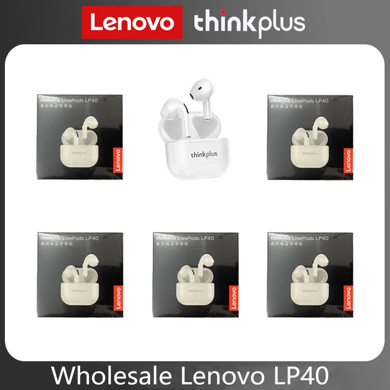 

Original Lenovo Thinkplus LP40 Wholesale 5Pcs Wireless Earphones Noise Reduction Headphones Touch Control Wireless Earbuds