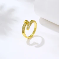 fashion shiny zircon hip hop nail ring for women man copper zircon punk ring wedding party jewelry gift