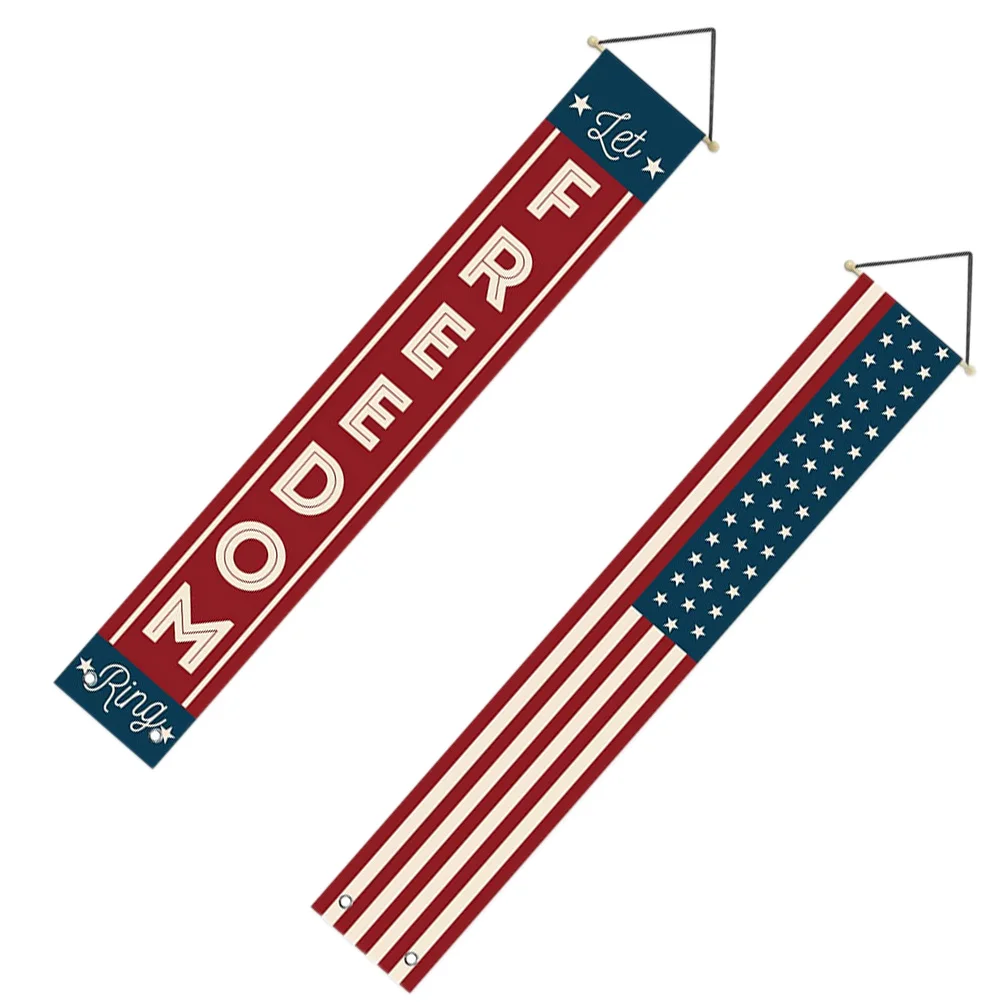 

1 Pair 4th of July Hanging Banners Reusable Porch Sign Hanging Ornaments
