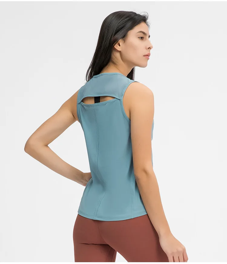 LuLuWomens Clothing Tank Tops Yoga Sports Top Gym Sportswear Outdoor Jogging Hollow Back Breathable Vest Fitness Shirt Blouses