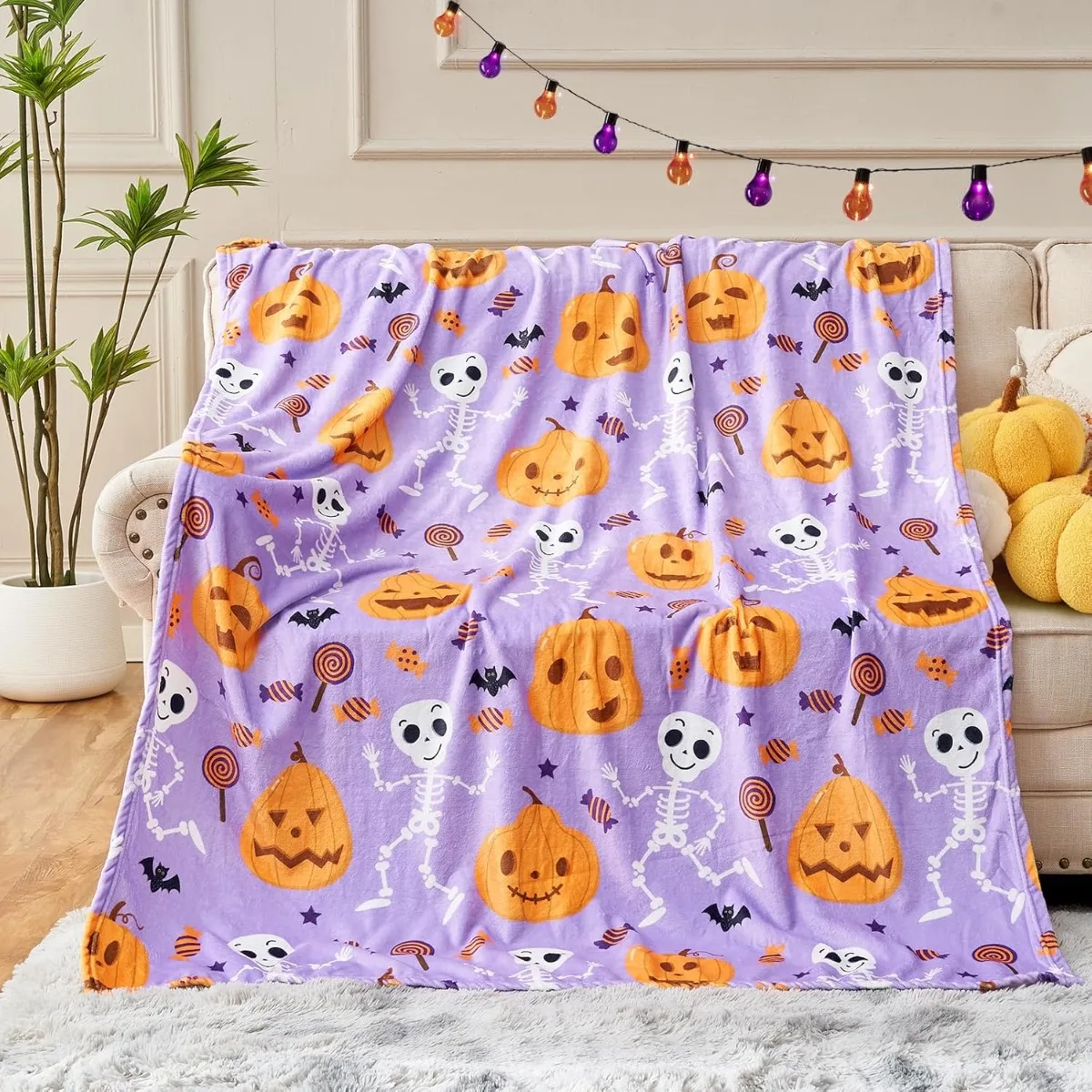 Одеяло на Хэллоуин для детей одеяло с тыквой мягкое дивана и кровати 50x60 дюймов