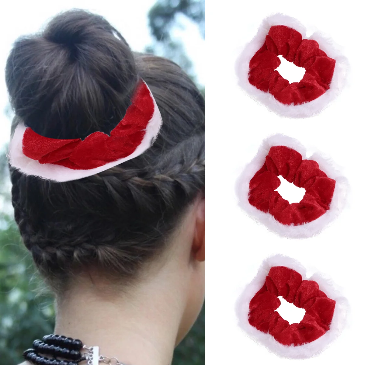 

5PCS Headbands Christmas Festive Elastic Ponytail Holder Ties for Female