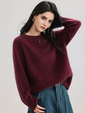 SuyaDream женские флисовые пуловеры из шерсти и кашемира, белые, винные