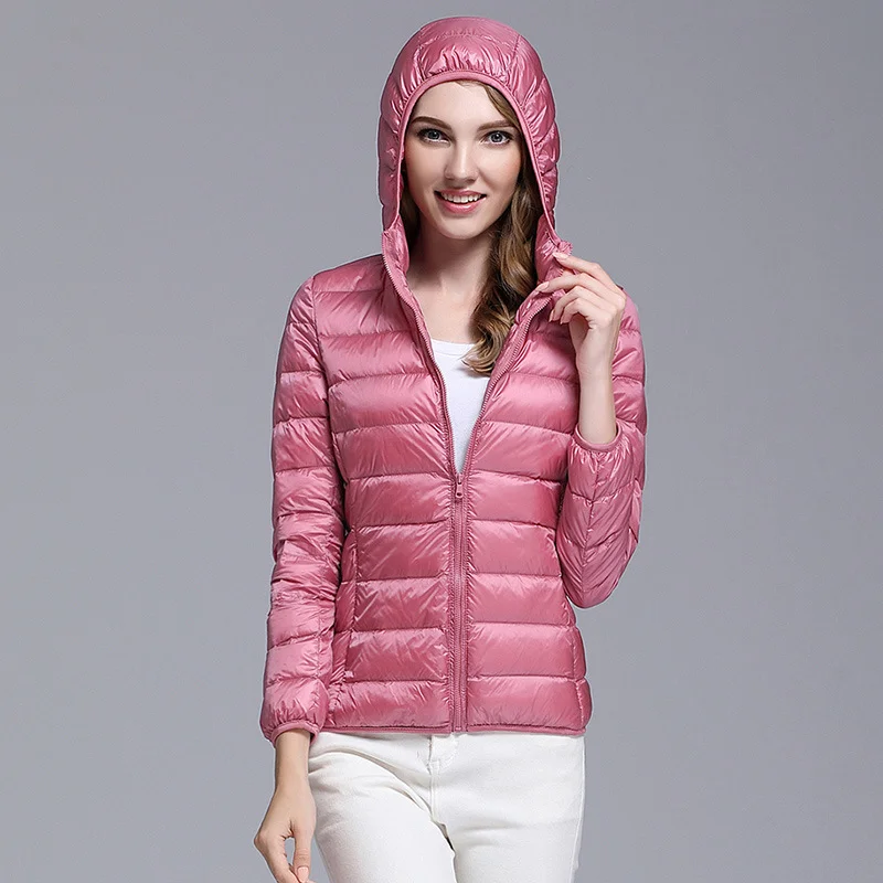 Autumn Winter New Light Down Jacket Women Short Hooded Korean Style Slim Coat