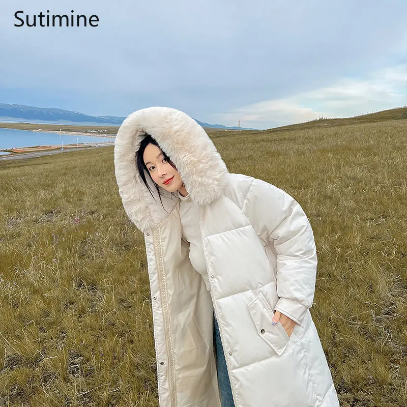 Women's Cotton Padded Jacket with Large Wool Collar Loose Zipper Winter Coat for Women Hooded Coat Women Winter 2022