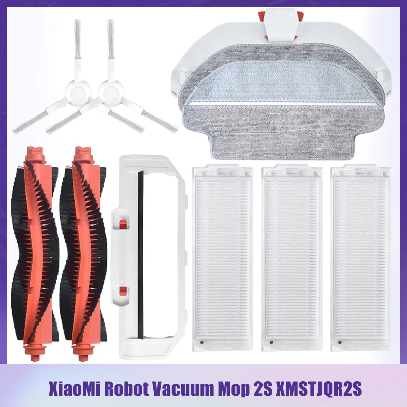 For XiaoMi Robot Vacuum Mop 2S XMSTJQR2S Robot Vacuum Cleaner Side / Main Brush Cover Hepa Filter Mop Cloths Bracket Replacement