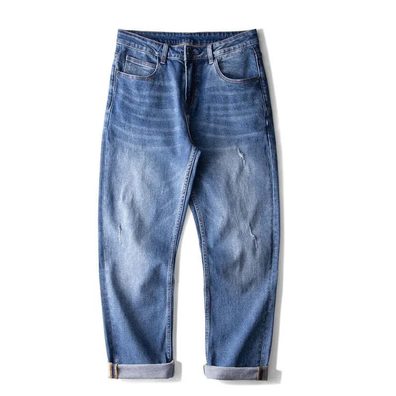 Men Clothing 2022 New Pattern Vintage Nostalgia Blue Jeans Straight Cylinder Loose Ventilation Street Trousers Autumn Female