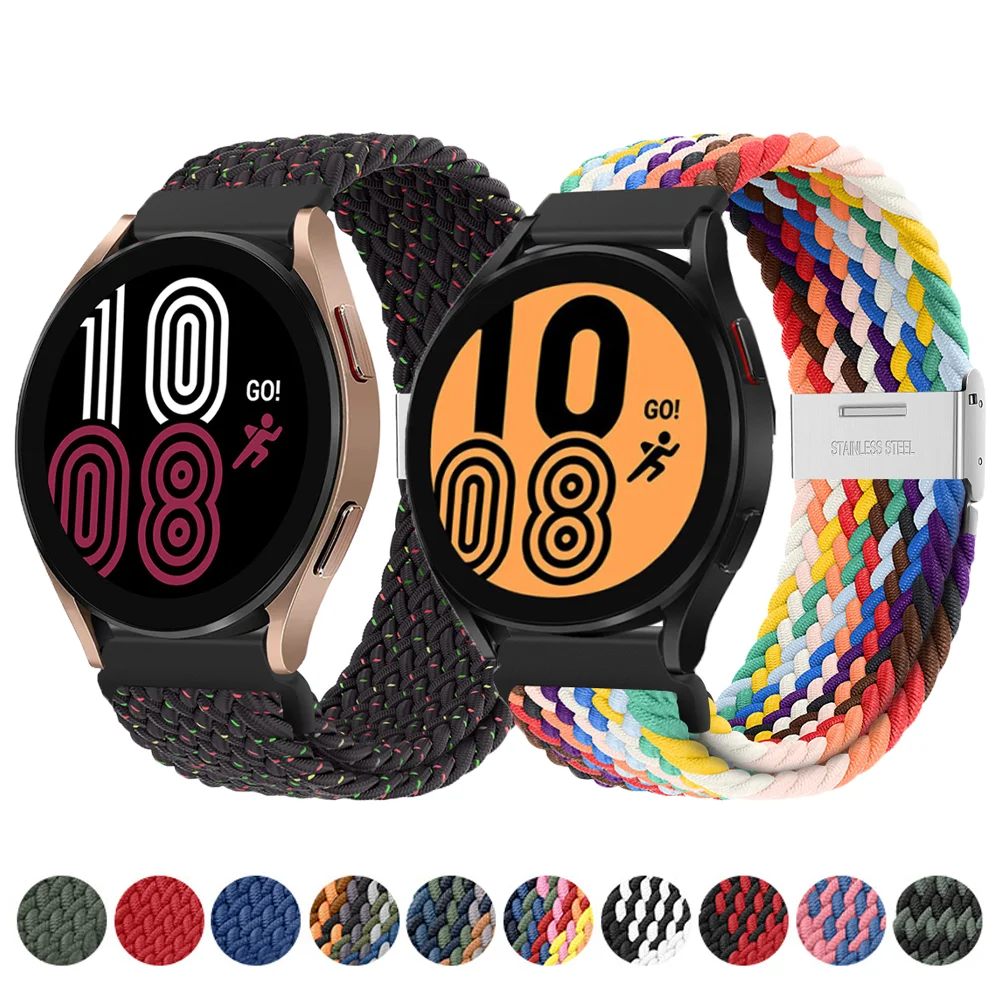

20mm 22mm Band for Samsung Galaxy Watch 4 Active 2 Gear s3 braided solo loop Elastic bracelet correa Huawei GT/2/GT2/3 Pro strap