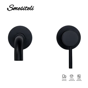 Смеситель для раковины ванной комнаты, кран для раковины, настенный латунный матовый черный с одной ручкой, набор горячей и холодной воды, белый, розовое золото