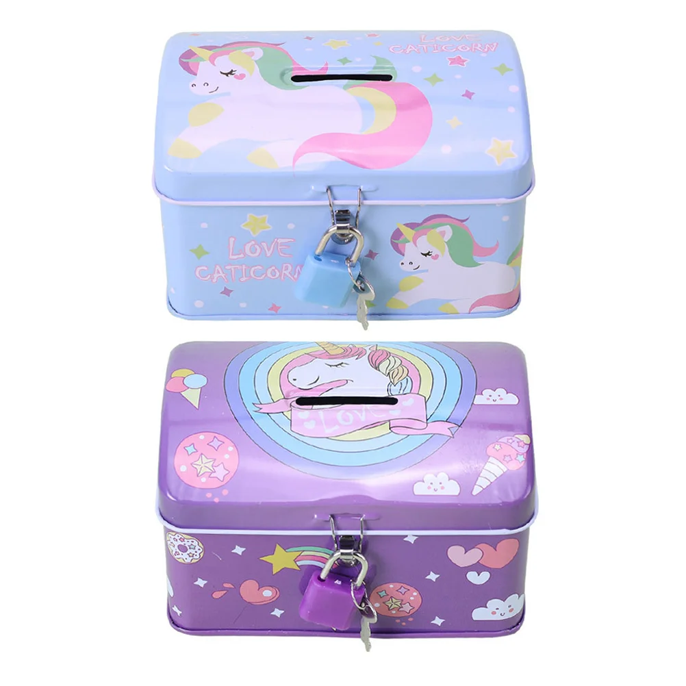 

Bank Piggy Money Boxsaving Lockbankspot Kidslockable Slot Animal Metal Tinplate Children Keysafe Storage Code Cartoon S