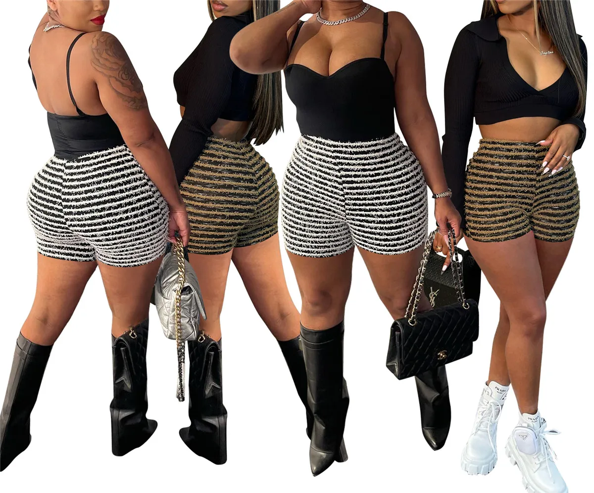 2023 New Arrivals Summer Fashion Three-dimensional decoration striped Sexy Shorts for women in Night Club