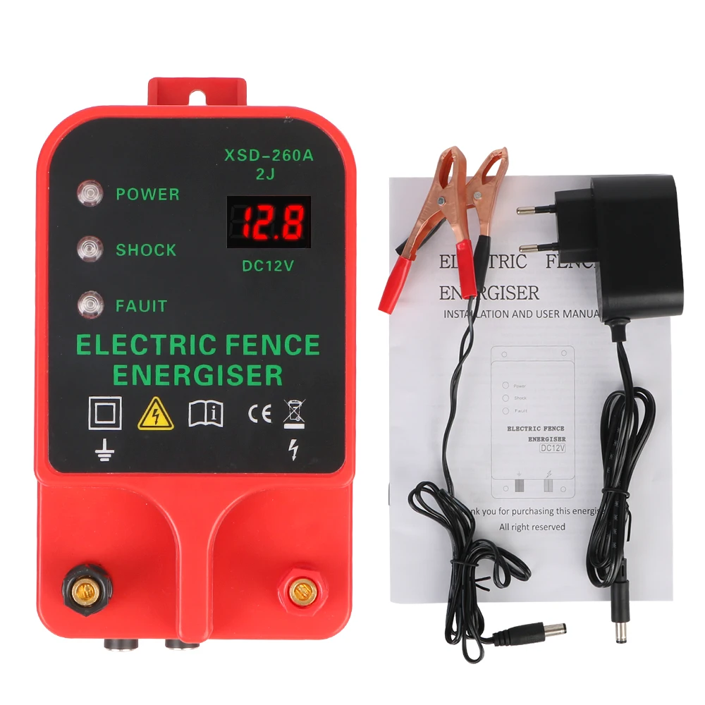 

Electric Fence Energizer 10KM Livestock High Voltage Pulse Controller High-decibel Alarm Waterproof LCD Voltage Display
