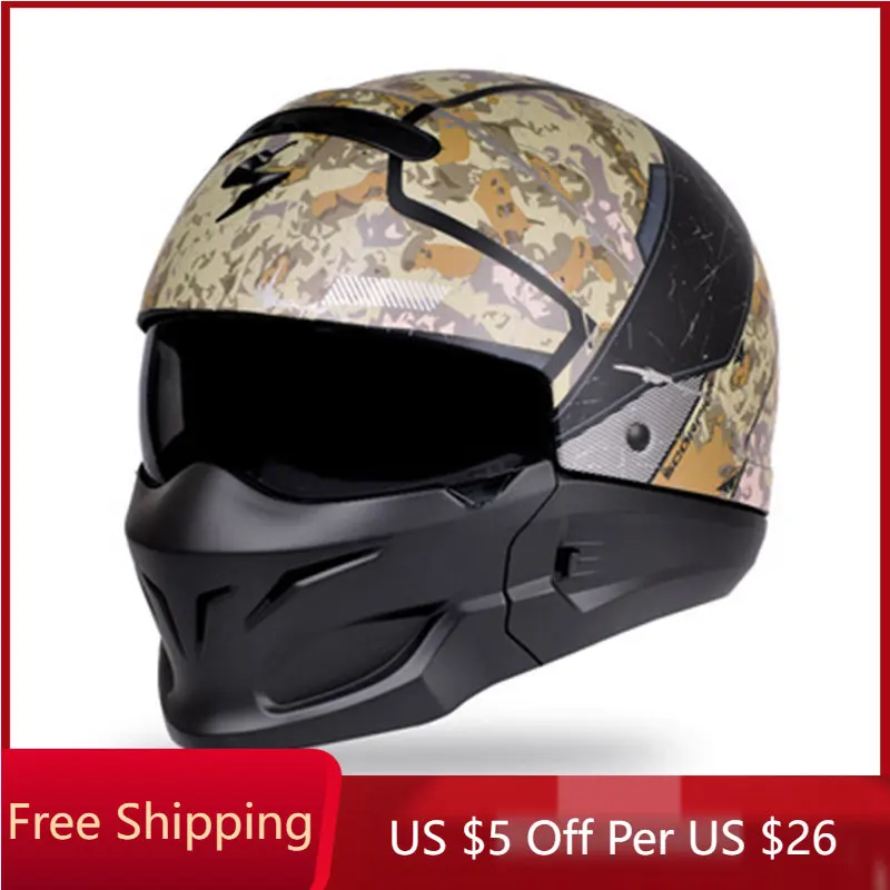 

Scorpion Exo American Scorpion Helmet autumn and winter motorcycle helmet men's half helmet retro biker combination full helmet