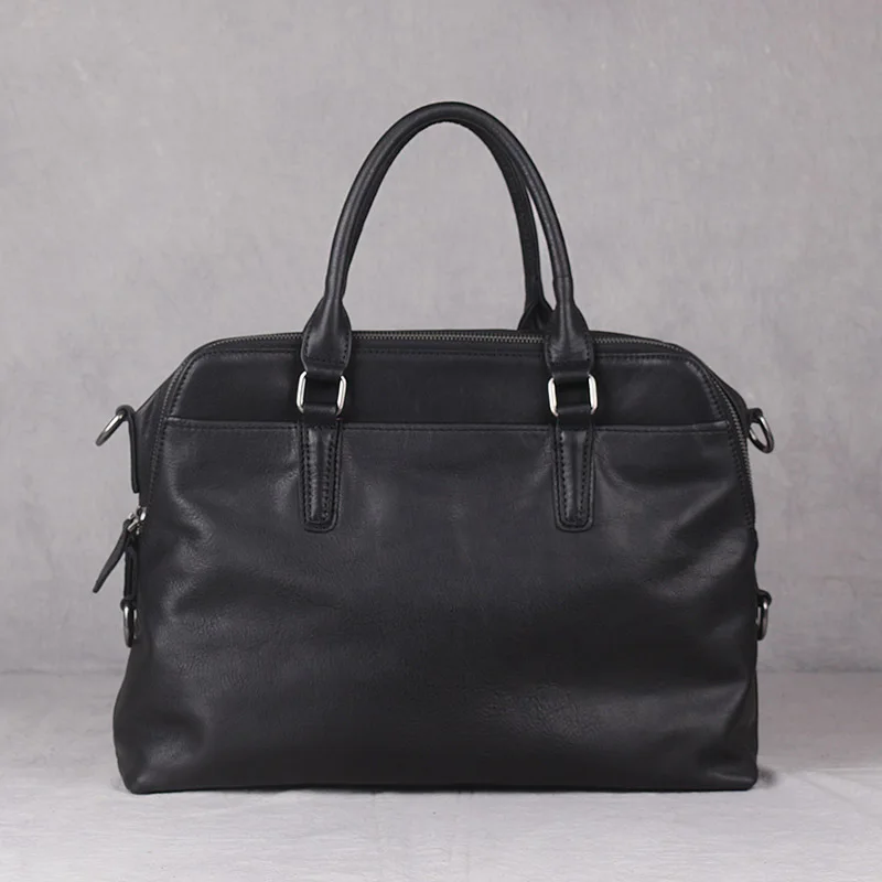

Briefcase men's business handbag, horizontal leather layer men's computer bag, leather hand-held men's bag