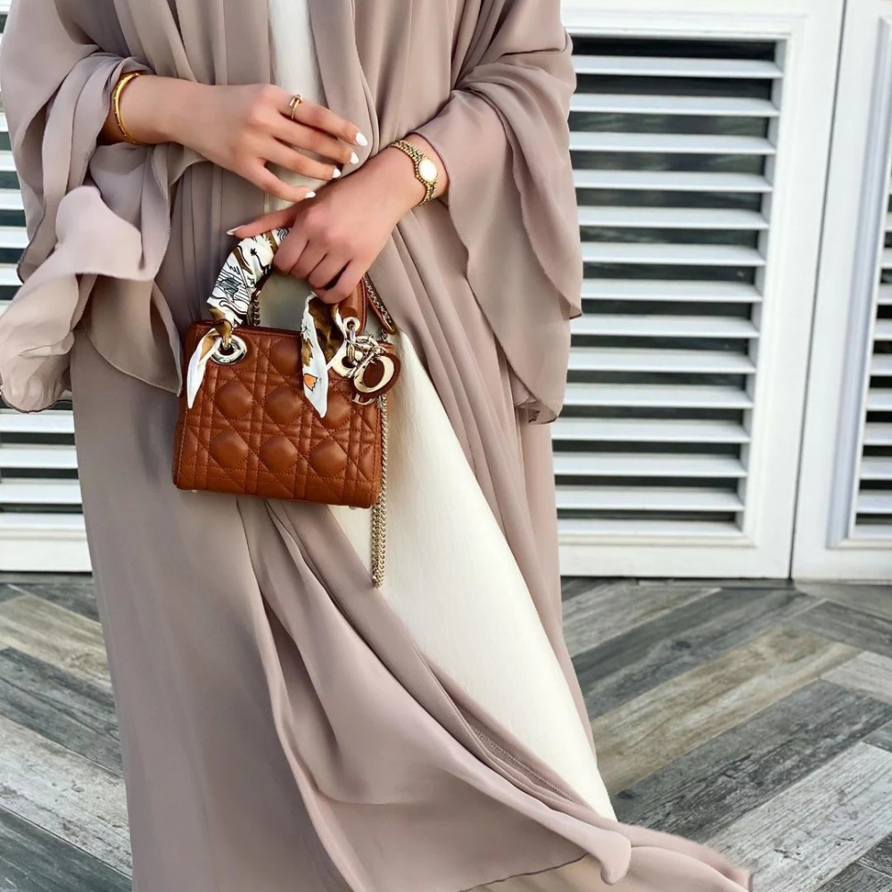 Open Abaya Femme Women's Long Muslim Dress Moroccan Caftan Belt Large Size Modest Chiffon Dubai Arabic Islam Jilbab Jalabiya