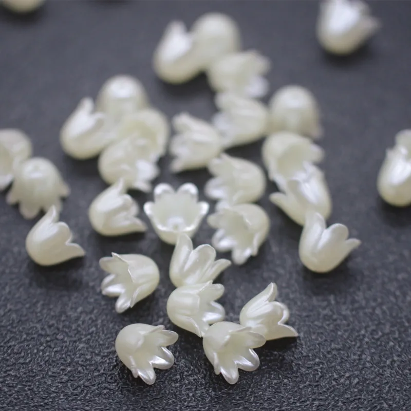 Бусины акриловые разноцветные с цветами, 6 лепестков, 11x9 мм, 50 шт.