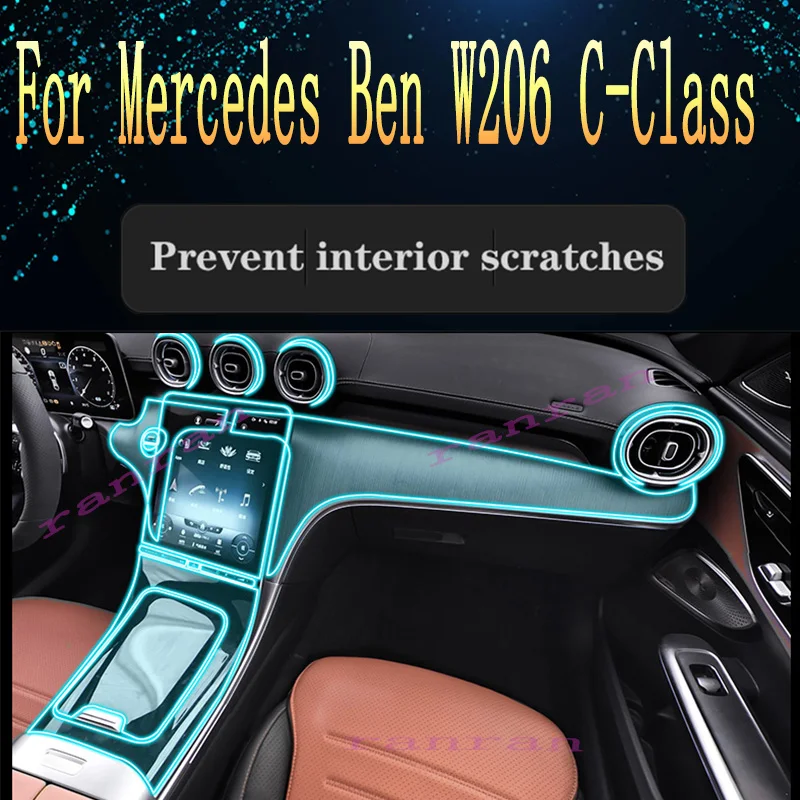 

For Mercedes-Benz C-Class W206 2022Car Interior Center console Transparent TPU Protective film Anti-scratc Repair film Accessori