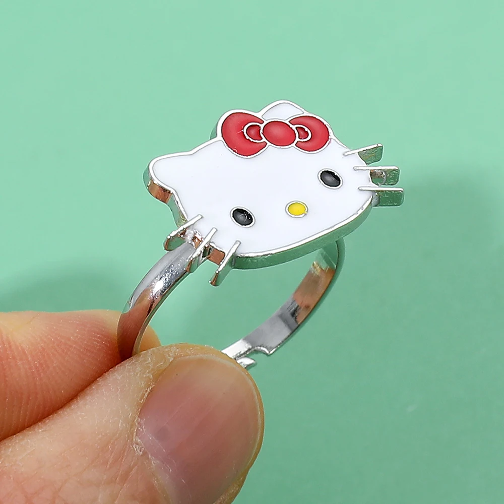 Kawaii Hello Kitty открытые кольца аниме фигурка регулируемое кольцо для женщин девушка