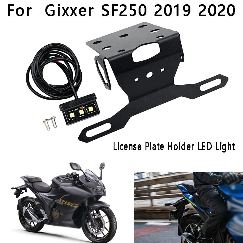 

Motorcycle Fender Eliminator Tail Number Plate Bracket License Plate Holder LED Light For Suzuki Gixxer SF250 2019 2020