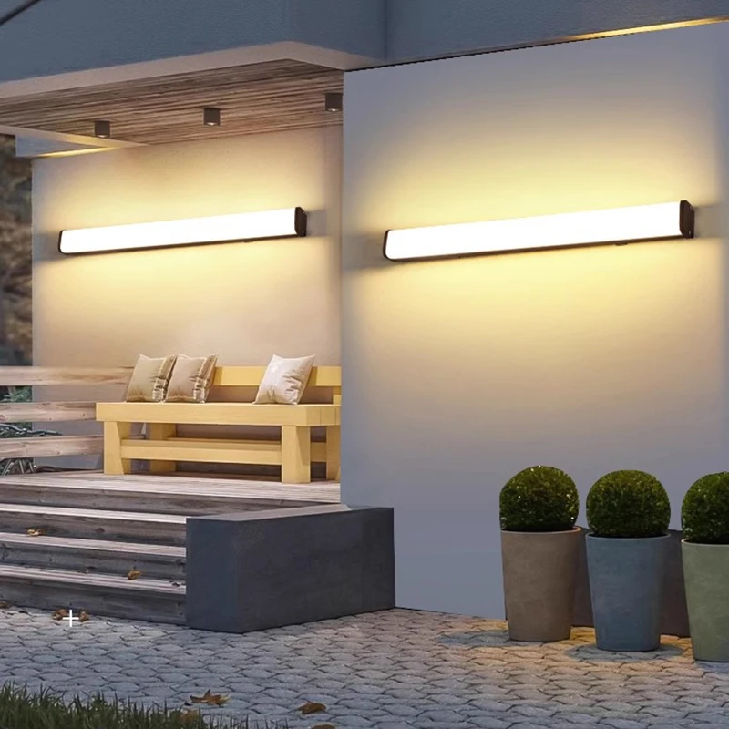 Длинные комнатные и уличные настенные светильники черно-белые декоративные для