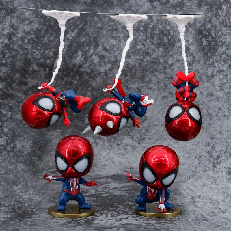 

5pcs/Set Avengers Spider Man Q Ver. PVC Figure Collectible Model Toy Mini Spiderman Car Decoration Doll