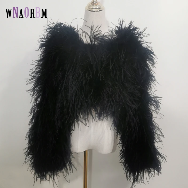 New style women's coat 38 cm 100% natural ostrich hair women's Sexy Real ostrich featherostrich feather jacket Long sleeve
