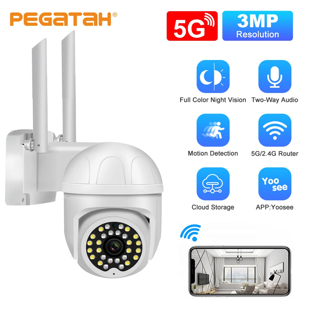 

3 Мп Беспроводная PTZ-камера HD 1080P цветная камера ночного видения Wi-Fi IP-камера наружная ИИ камера видеонаблюдения с автоматическим слежением s ...