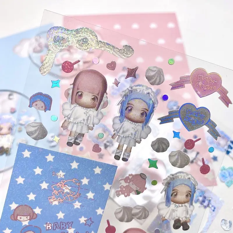 

Jellypal BOBO Coraltree Sticker Sweet Angel Modeling Materials Idol Stationery Postcards Cute Korean Decorative Sticker Suppli