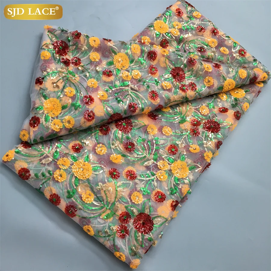 Сетчатое кружево SJD LACE с блестками 5 ярдов |