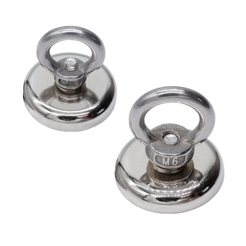 Strong Powerful Round Neodymium Magnet Hook Salvage Sea Fishing Equipments Holder Pulling Mounting Pot with Ring D20-D42 | Обустройство