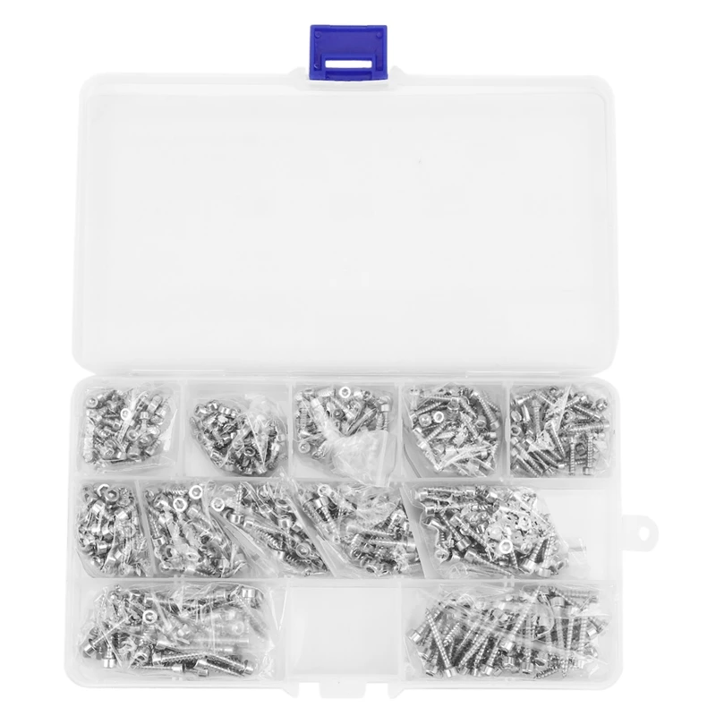 

602Pcs M2.6 M3 M3.5 M4 Hex Socket Cap Head Self-Tapping Screw Set Stainless Steel Hexagon Socket Tapping Screw Assorted Kit